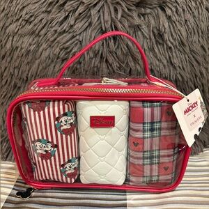 Disney's Mickey Mouse and Friends Xmas Travel Cosmetic Bag 4 Piece Gift Set